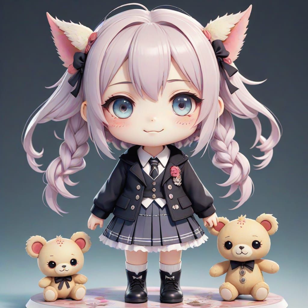 Chibi Demon Twins Entwined in Cute Horror