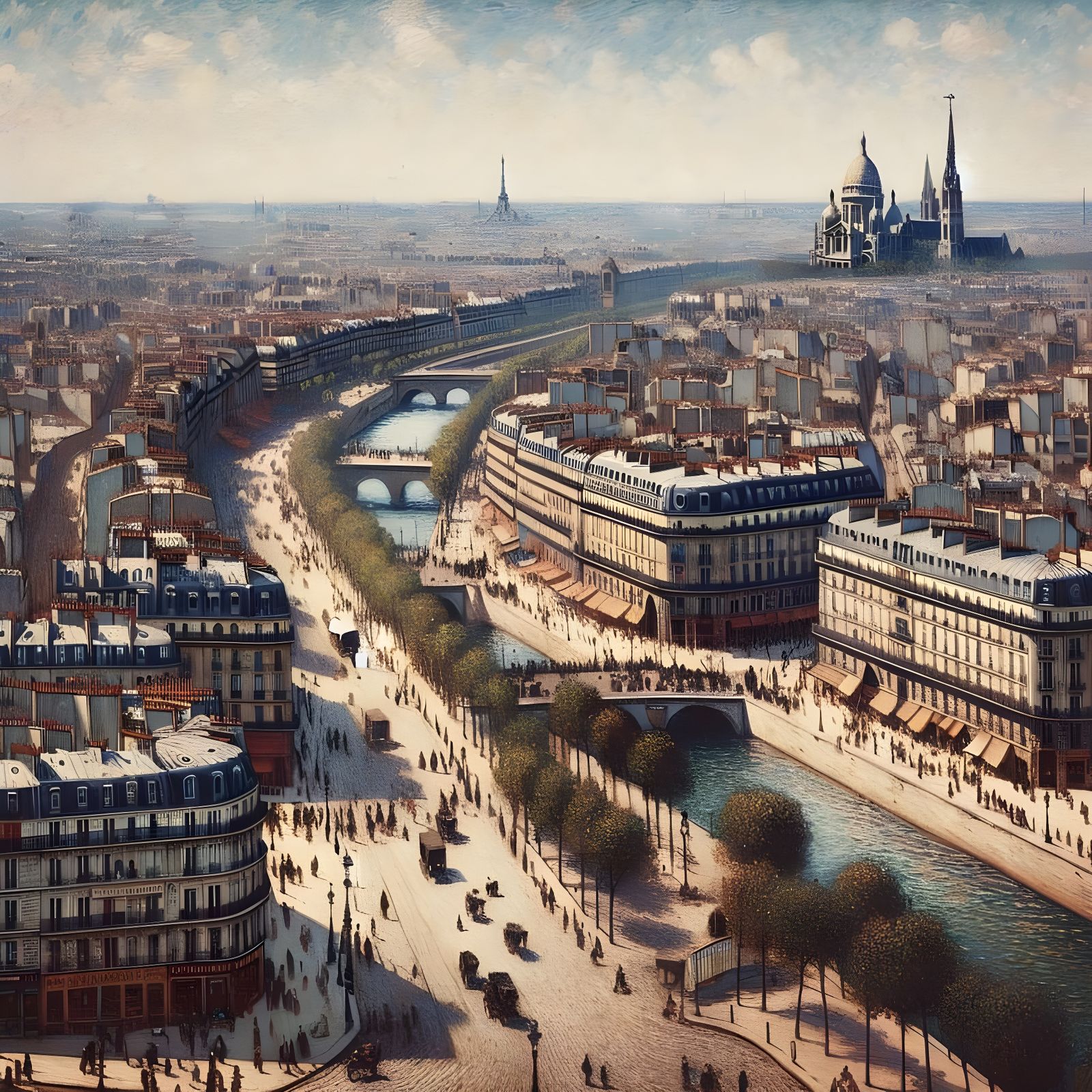 Paris in the 1900s: Impressionist Bird's Eye View