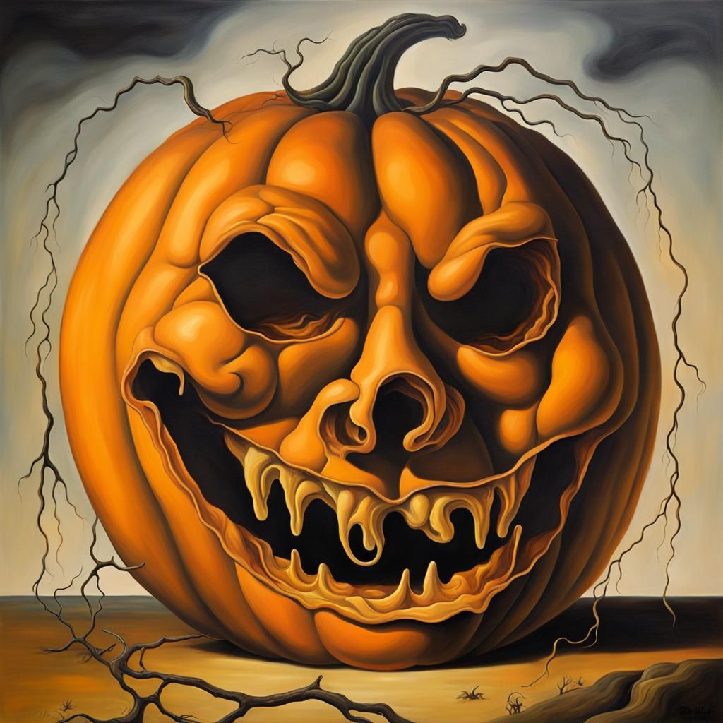 Surreal Jack O'Lantern in Salvador Dali Style