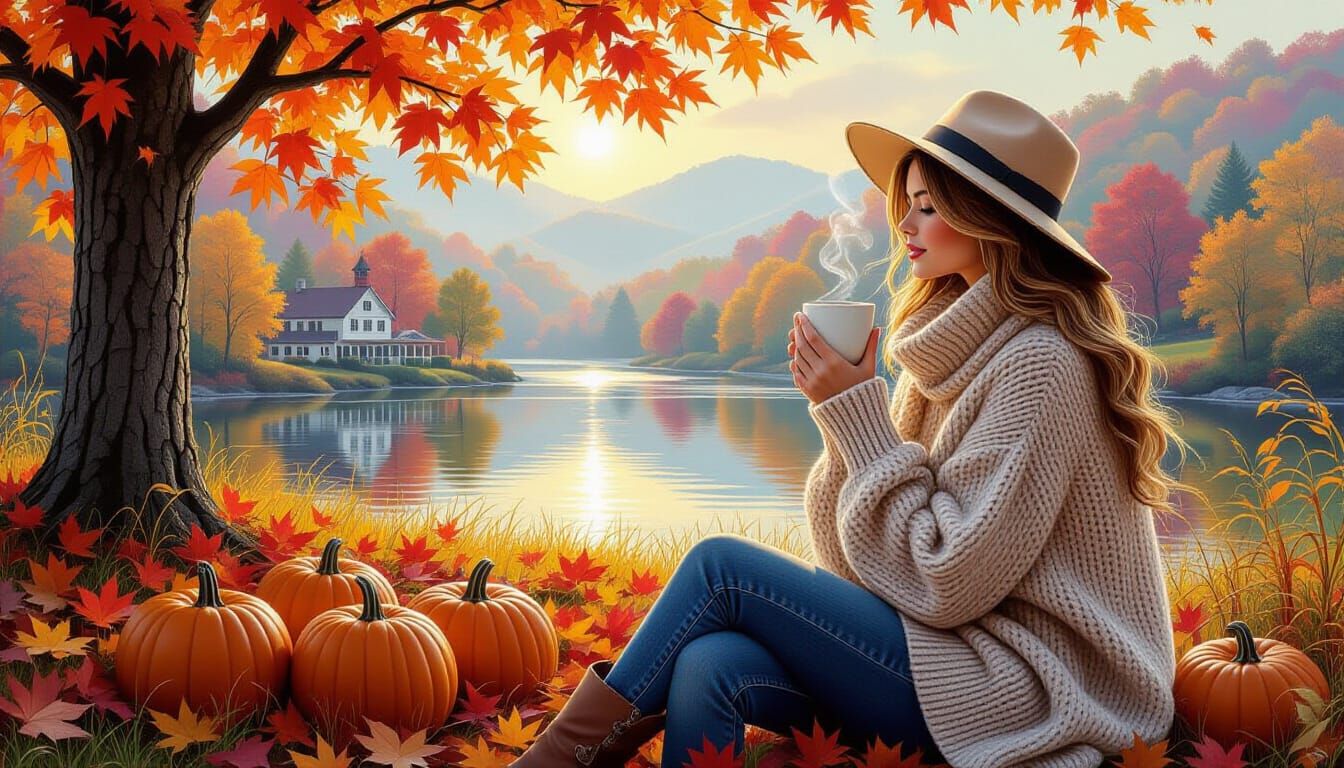 Cozy Autumn Haven With Iridescent Leaves