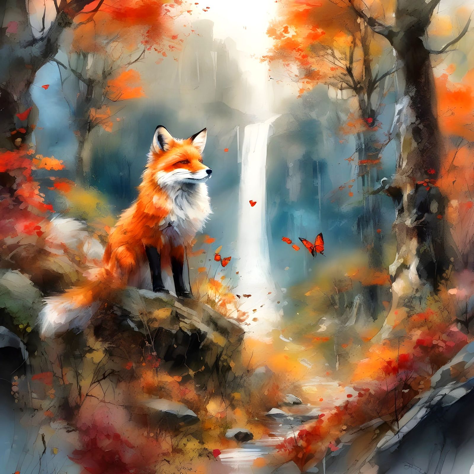 Whimsical Fox in Autumn Wonderland