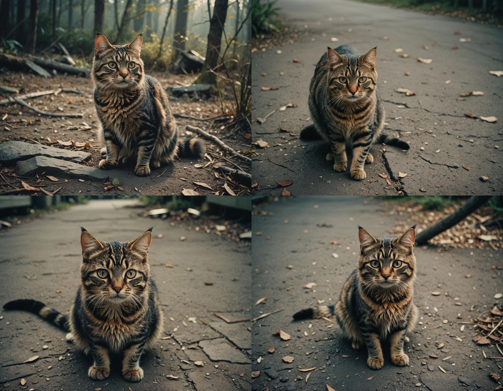 Cinematic Cat Portrait with Film Grain Effect