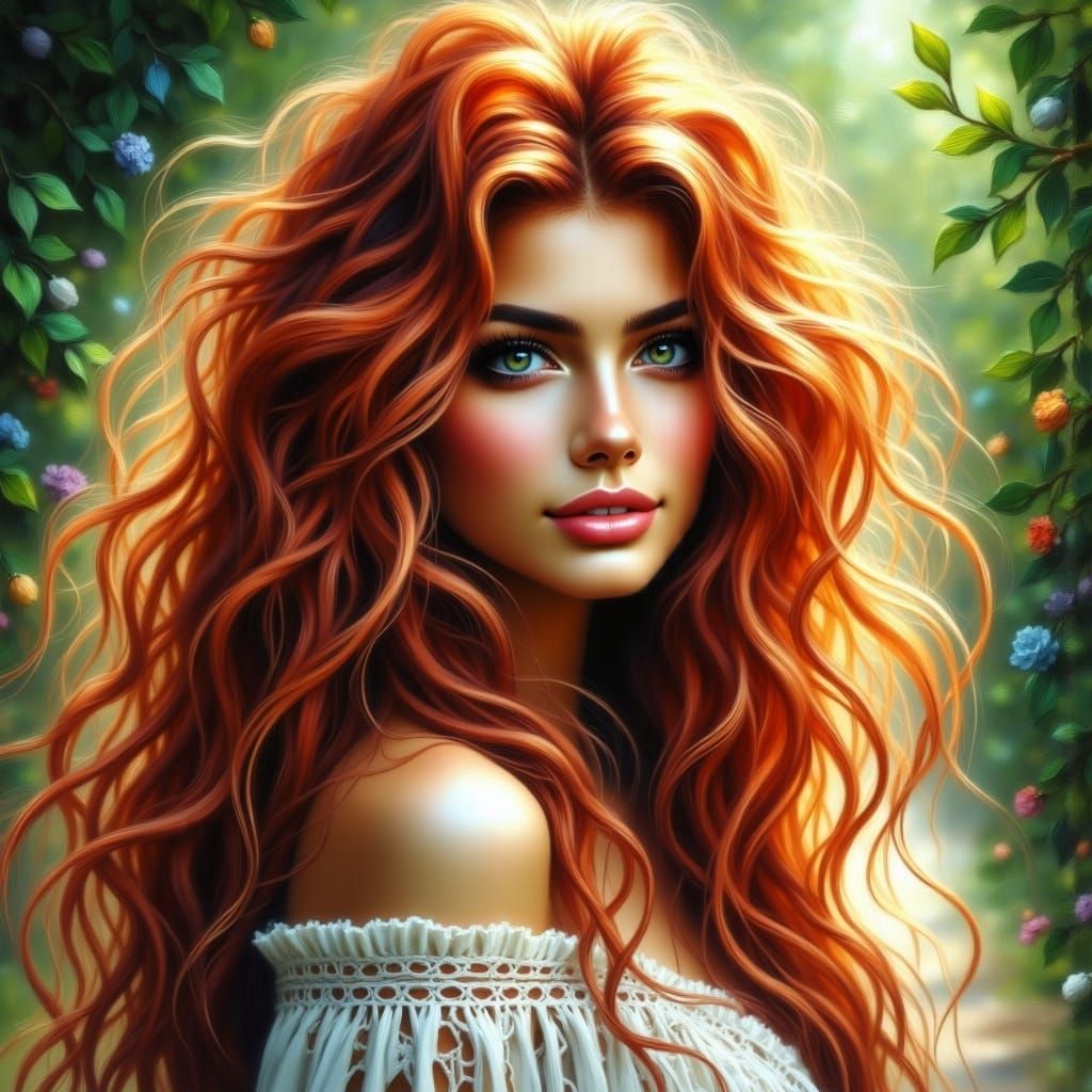 Romantic Princess in a Fiery Sunset