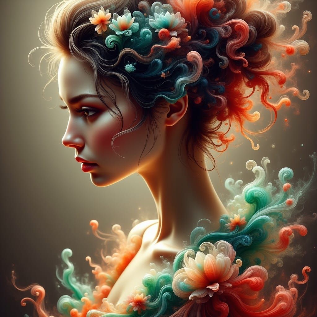 Geisha in Hyperrealistic Splash Art Style