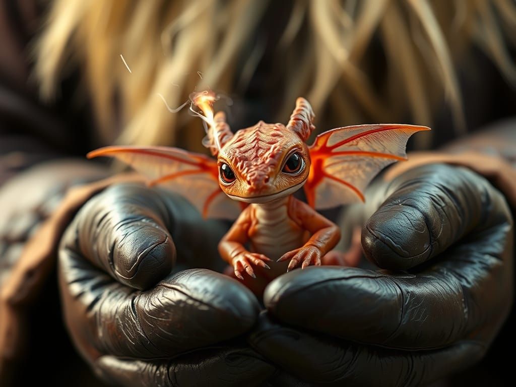 Pixar-Inspired Dragon Newt Hybrid Captured in Calm Intimacy