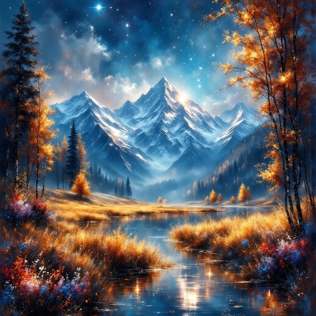 Vibrant Landscape Transforms from Grey Plain to Colorful Par...