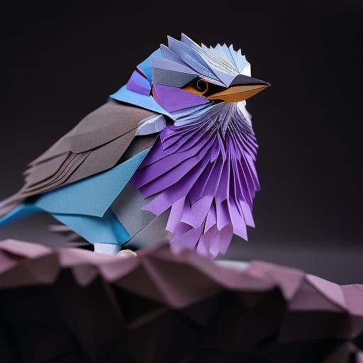Intricate Origami Lilac Breasted Roller Papercraft