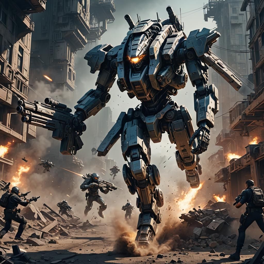 Futuristic Soldier in Dynamic Sci-Fi Scene