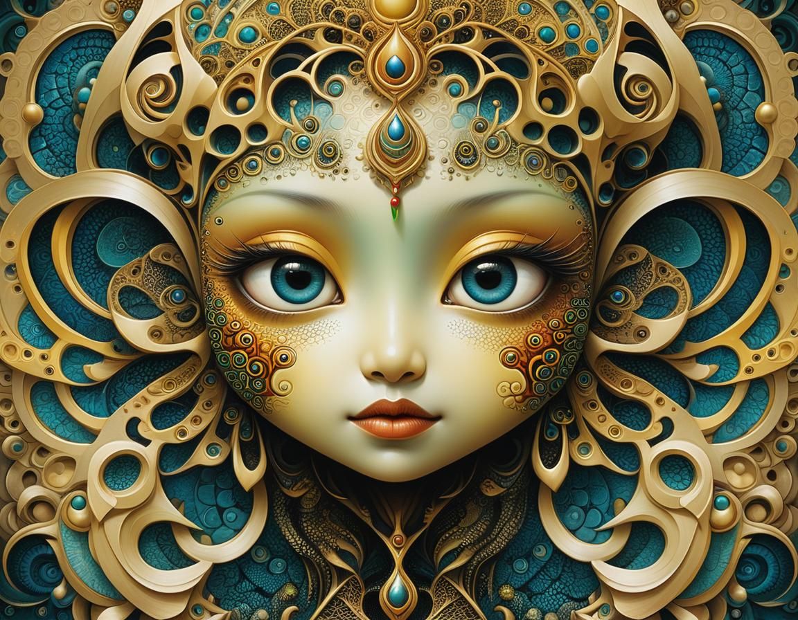 Exotic Fractal Elegance in Illustrative Style