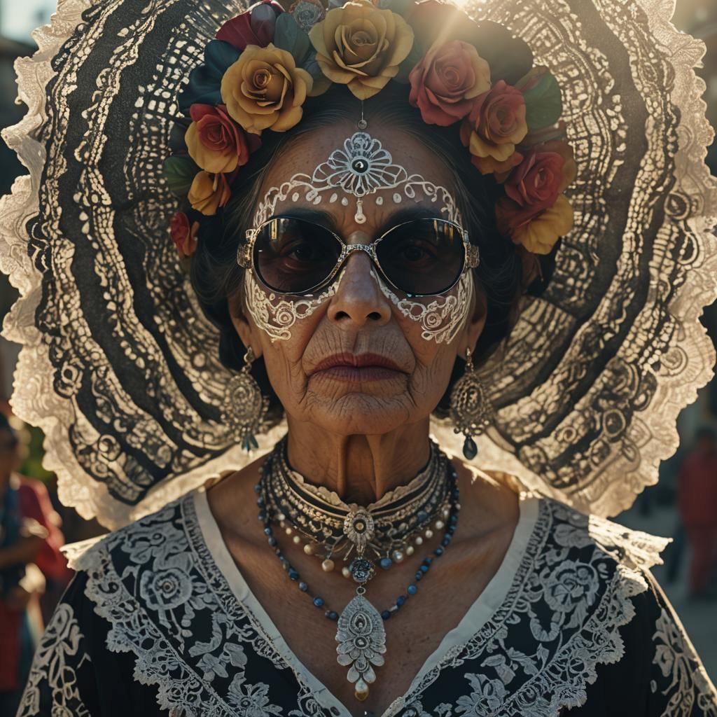 Elegant Catrina Portrait in Hyper-Realistic Style