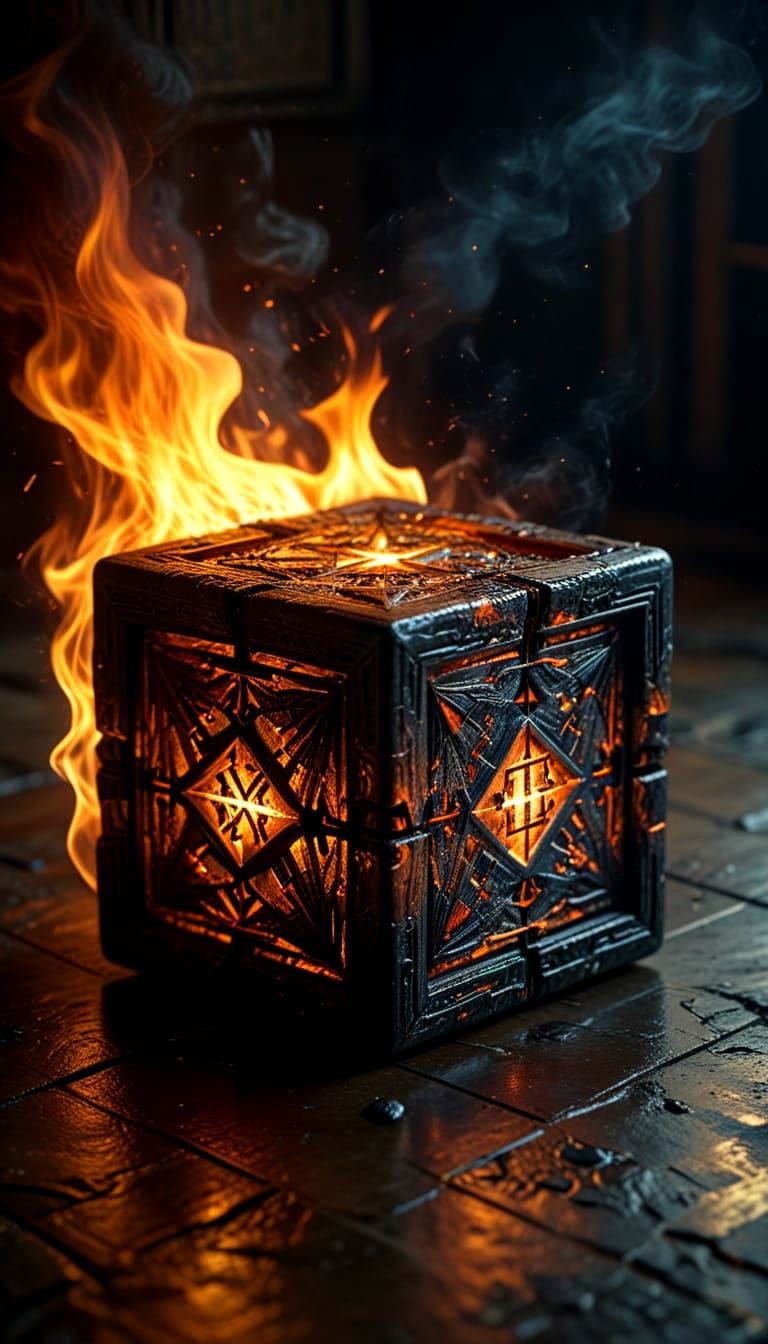 Surrealistic Horror Cube in Sunset Hues