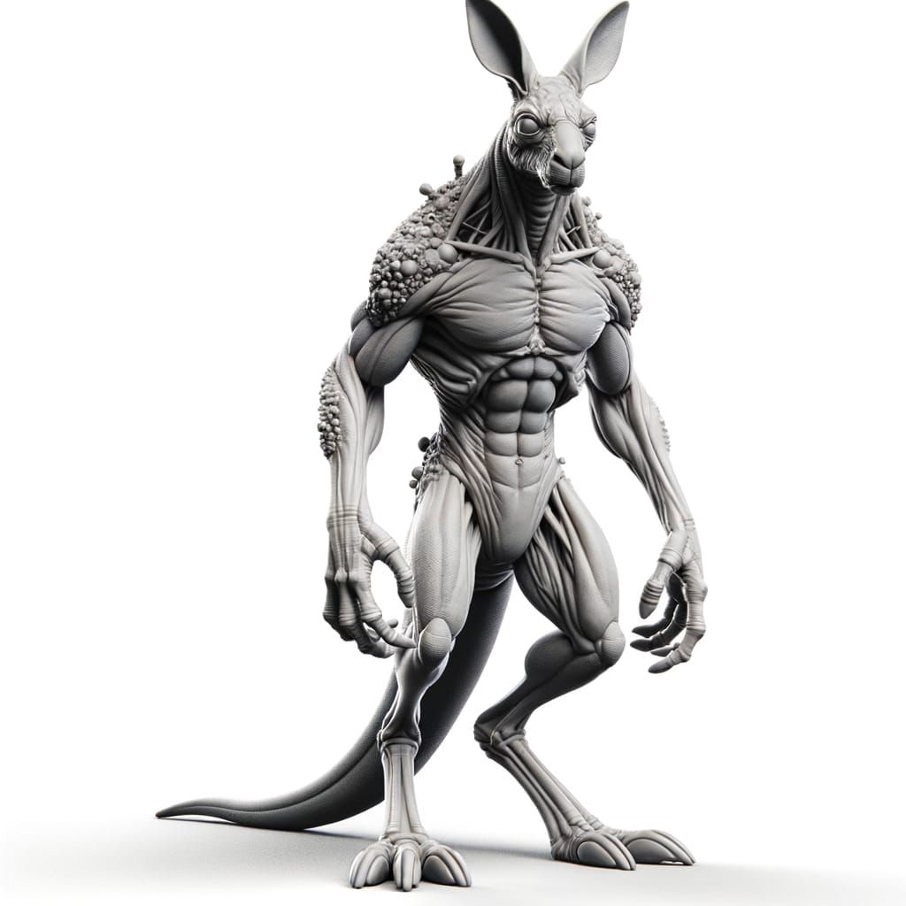 Mutant Kangaroo with Humanoid Features in 3D Rendering