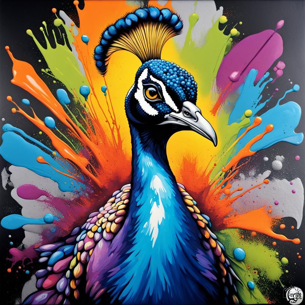 Mrs. Peacock Graffiti Art in Splash Style