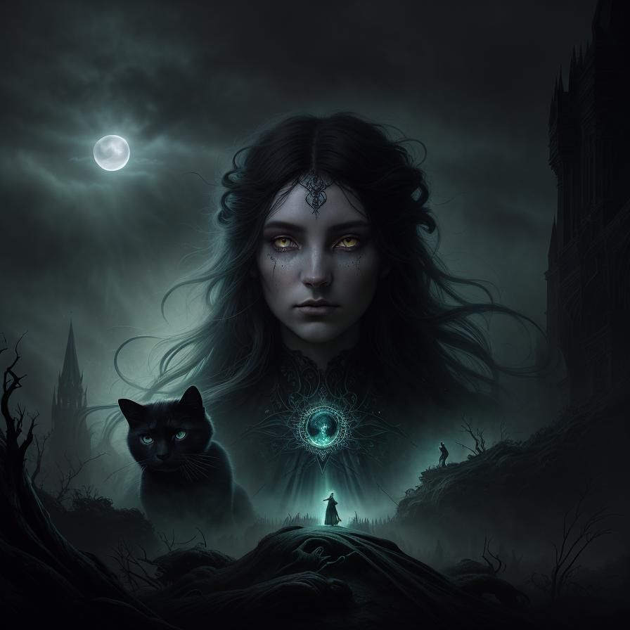 Sorrowful Woman at Rainbow Bridge in Dark Romanticism Style