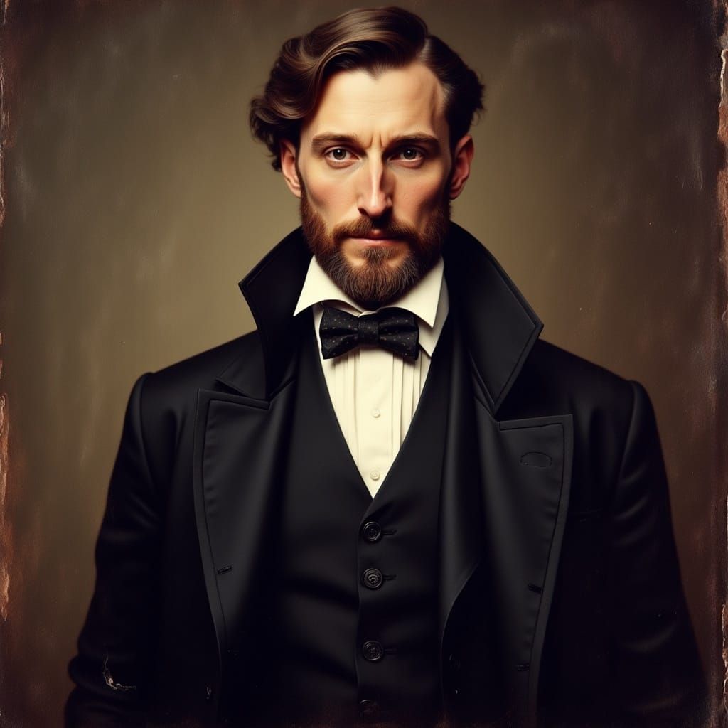 Refined Gentleman in 19th-Century Oil Painting Style