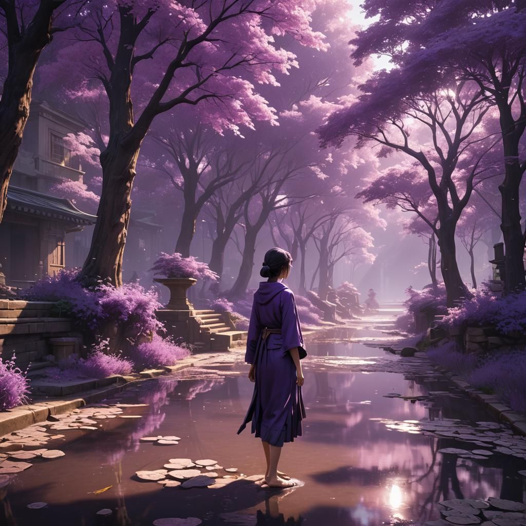 Purple Monochromatic Scenery with Dynamic Lighting