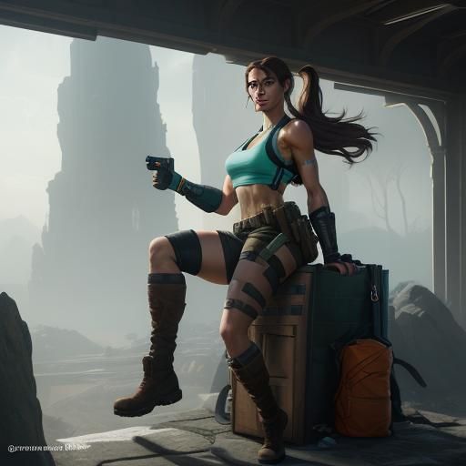Lara Croft Concept Art in Dynamic Lighting