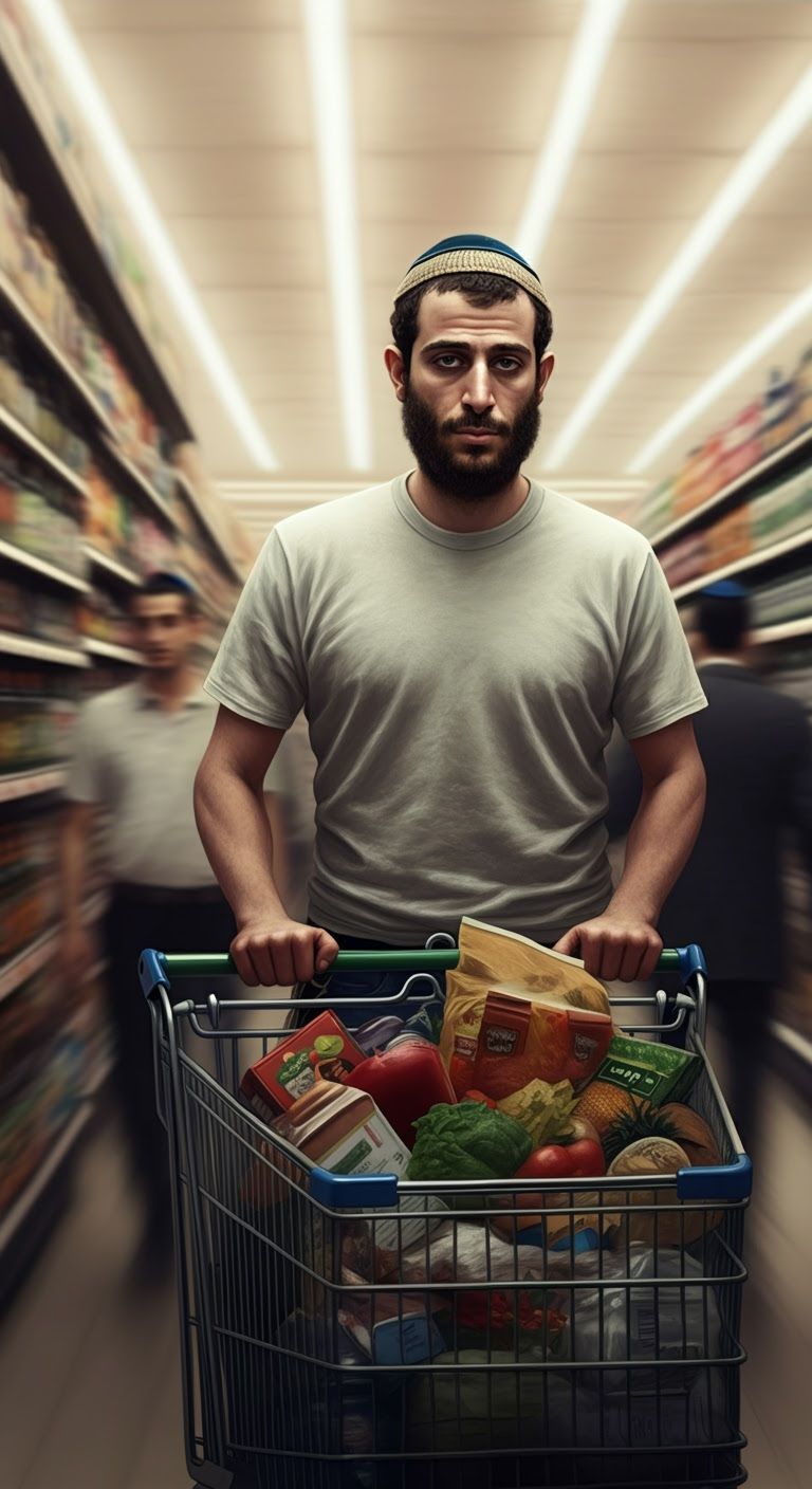 Realistic Digital Painting Of Israeli Man Amidst Chaos