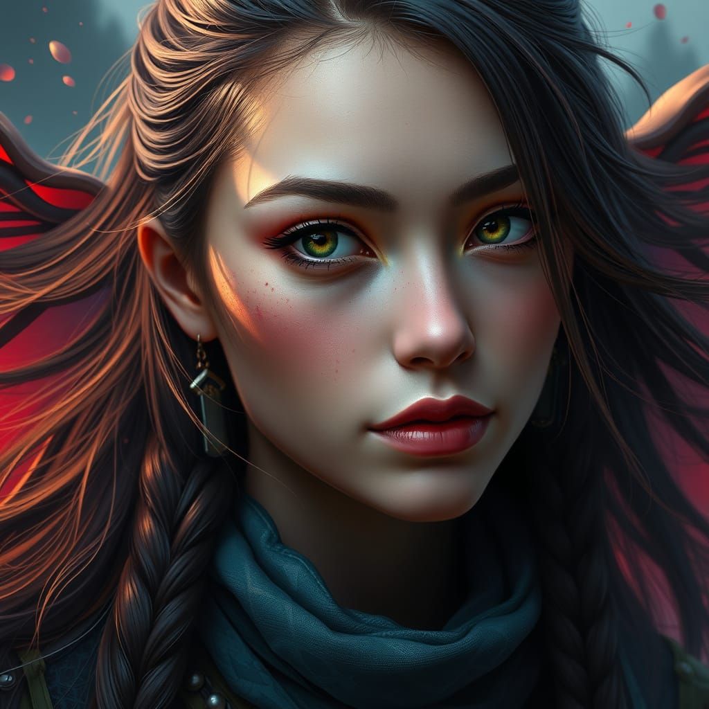 Mia's Fantastical Portrait in Vibrant Colors