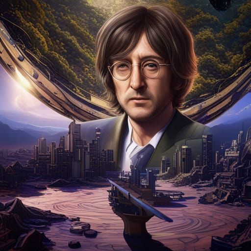 Detailed Matte Painting of John Lennon