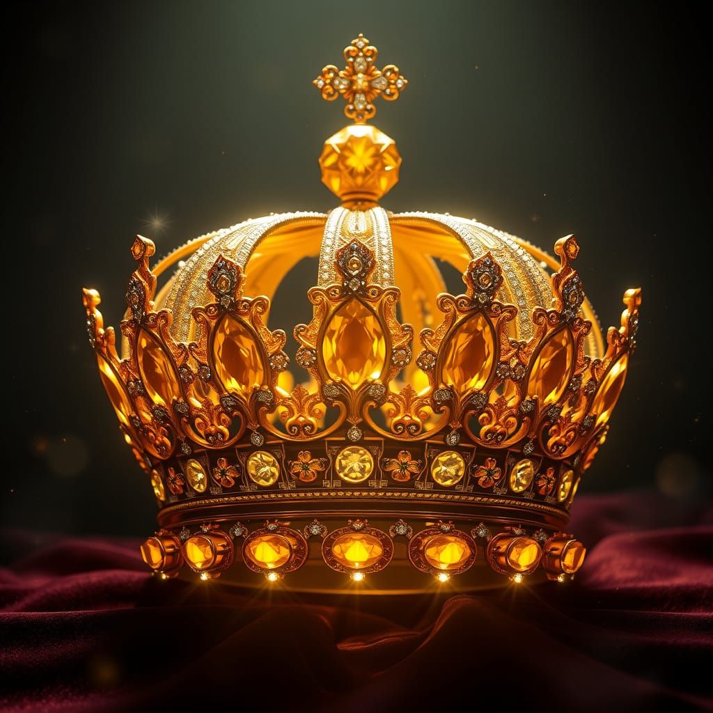 Radiant Gold Royal Crown with Gemstones and Filigree