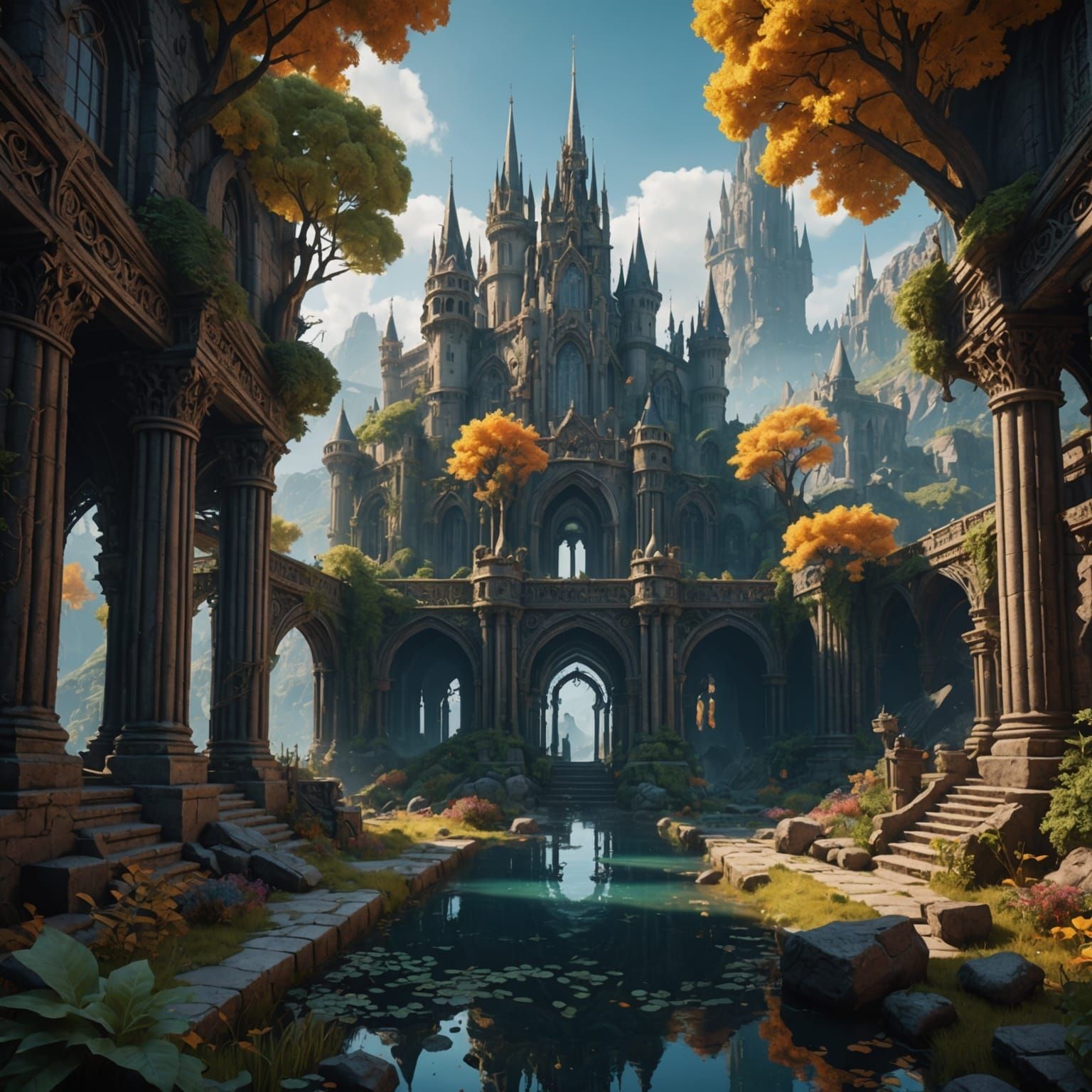 Fantastical Social Media Landscape in Detailed Matte Paintin...