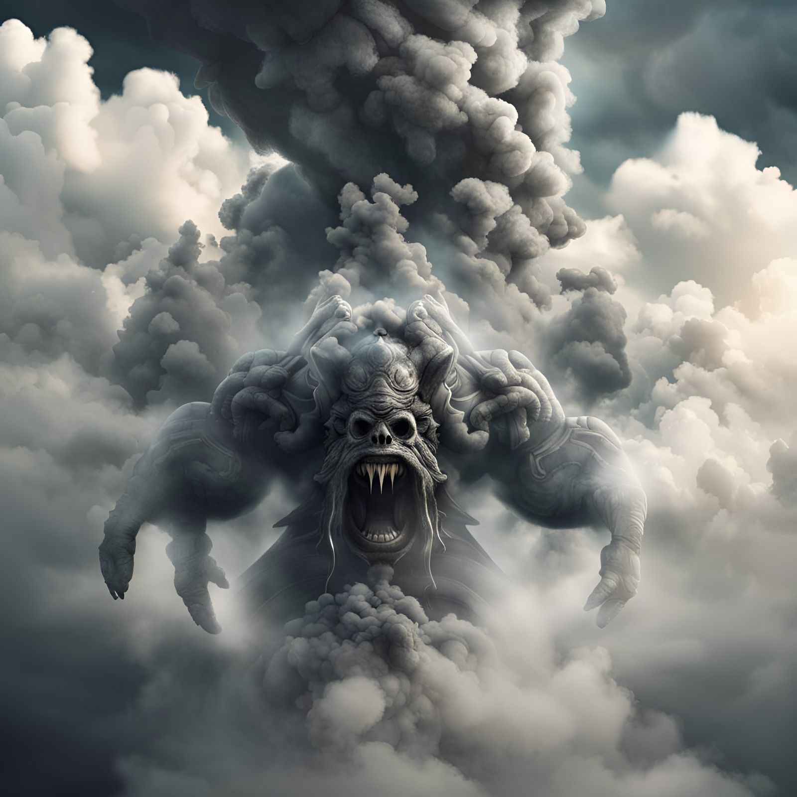 Smoke creature coming out of the clouds