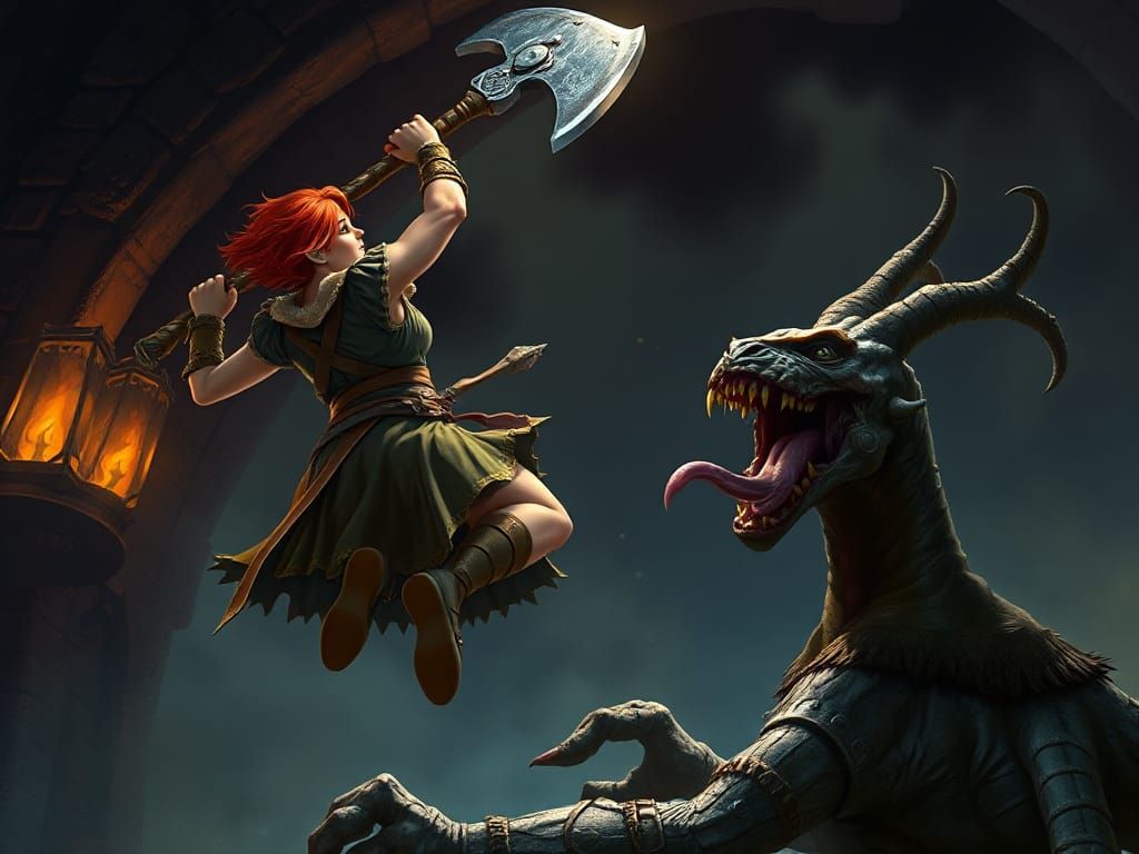 Epic Fantasy Dwarf Delivers Crushing Blow to Mimic in Dark D...