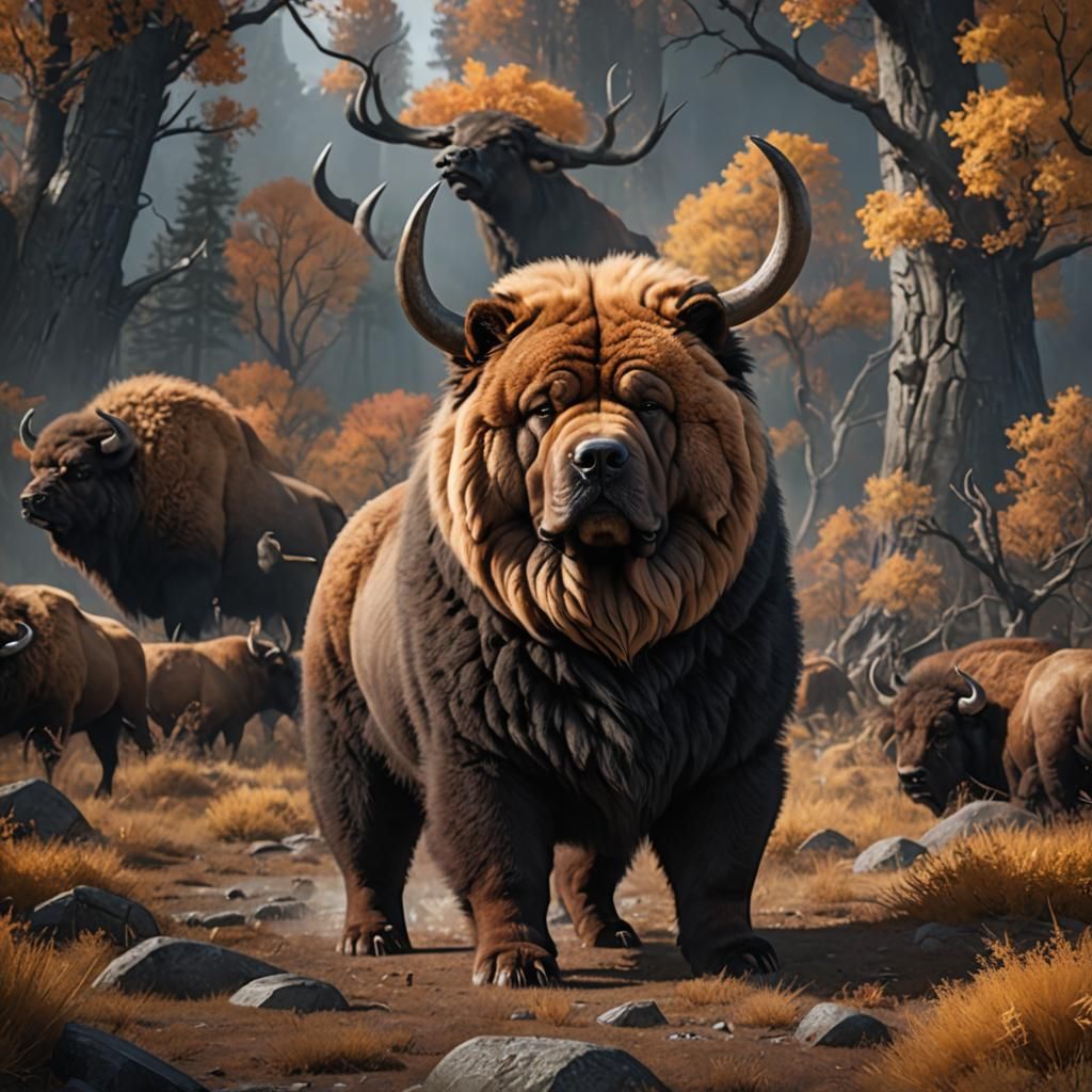 Chow Chow Dog as an American Bison