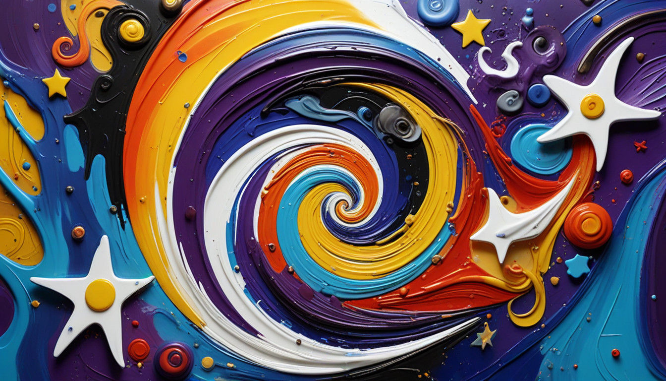 Vibrant Cosmic Dance in Swirling Colors