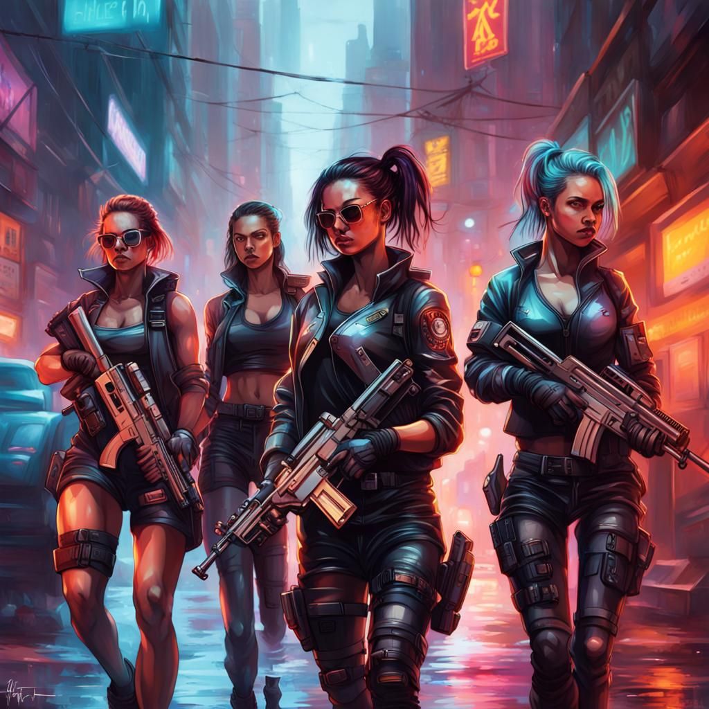 Cyberpunk Gang: Hyperrealistic, Detailed Concept Art