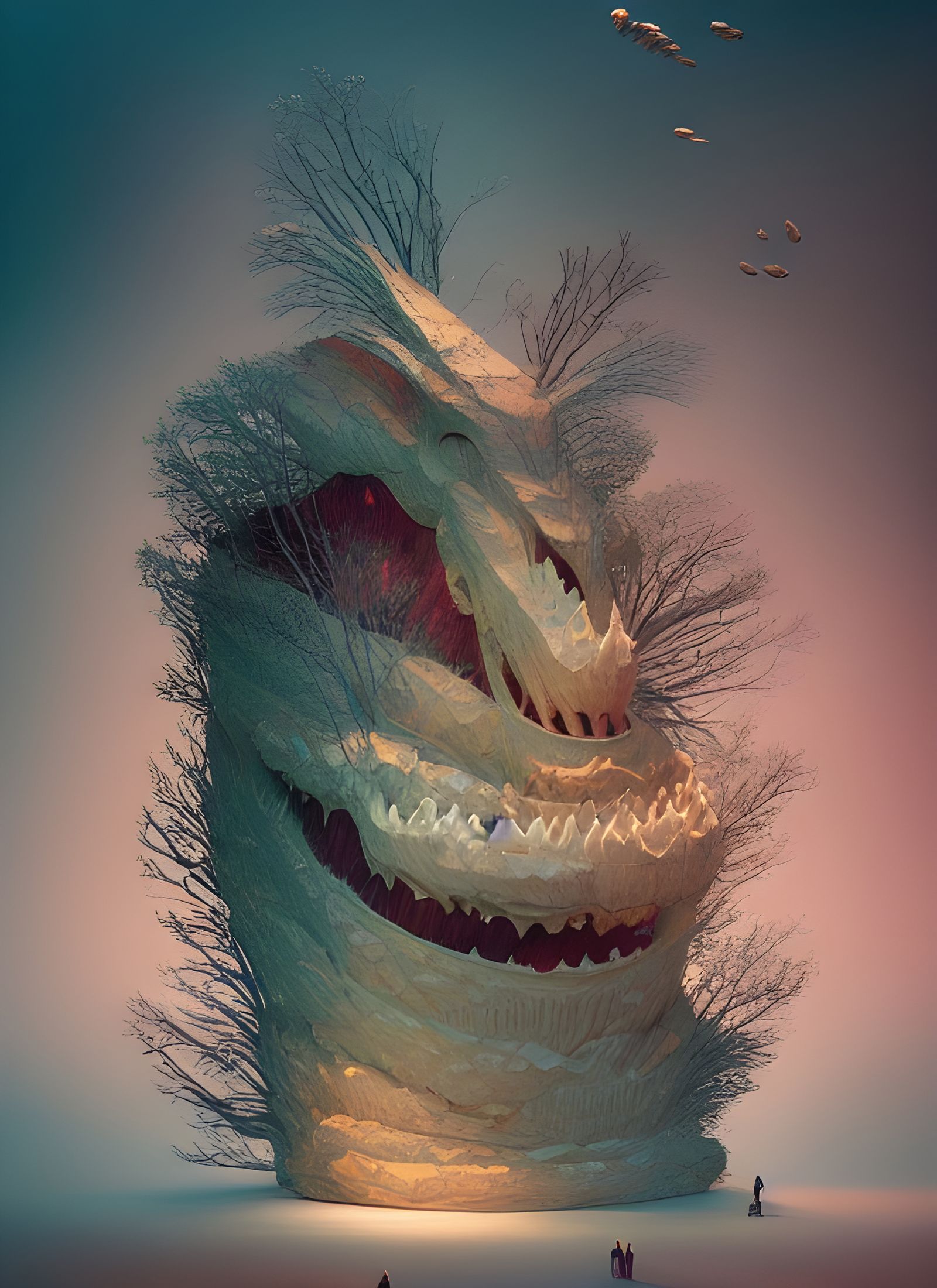 Monumental Shark Reliquary and Dragon Skull, Surreal