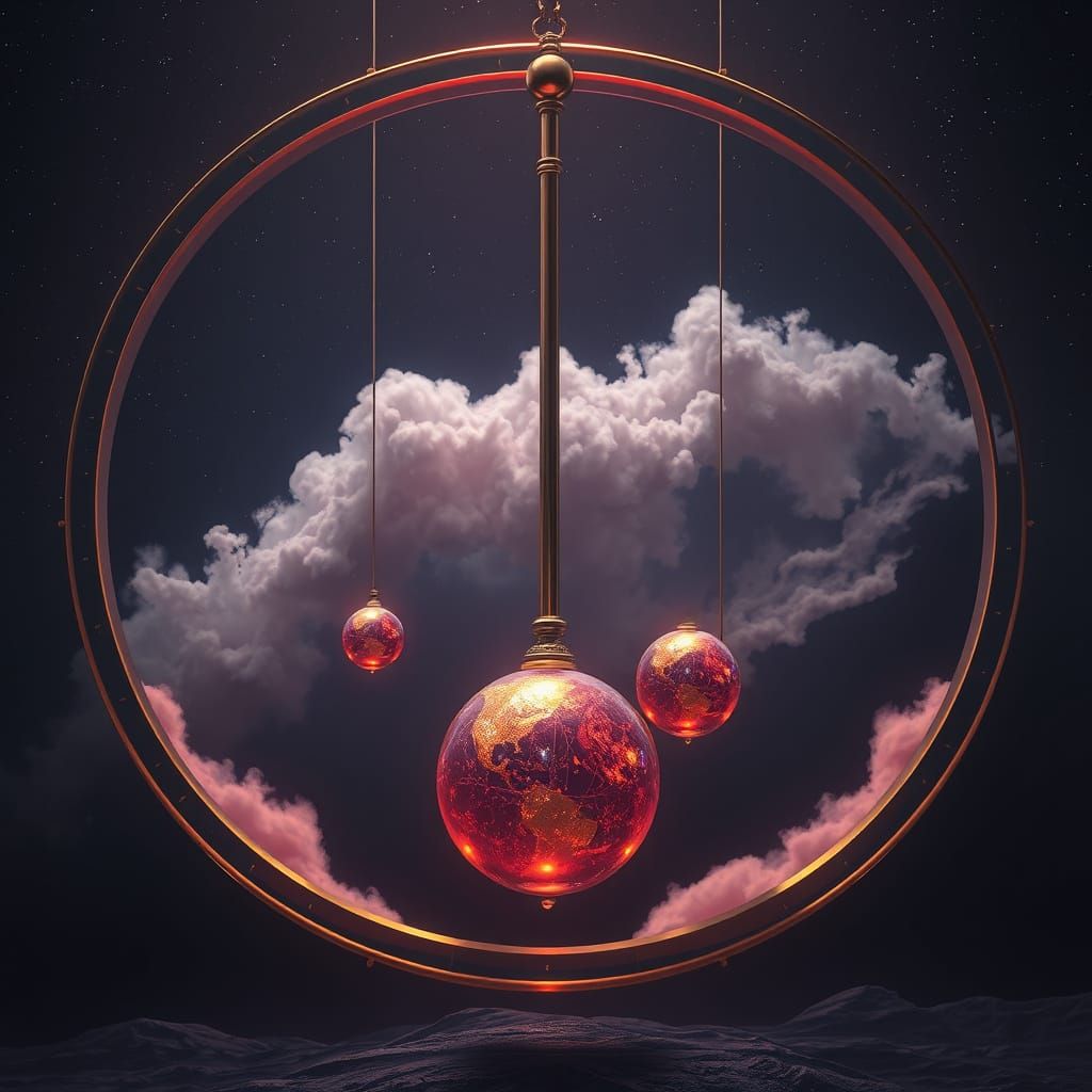 Glowing Planetary Pendulum in a Starry Expanse