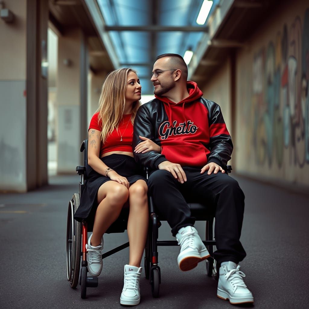 Couple in Complicit Love in Urban Parisian Banlieue
