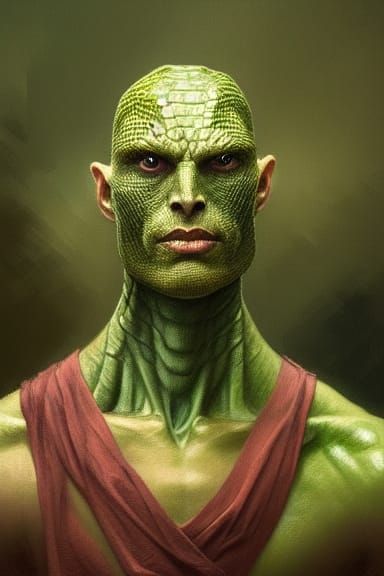 Victorian Lizard Warrior Portrait in 8K