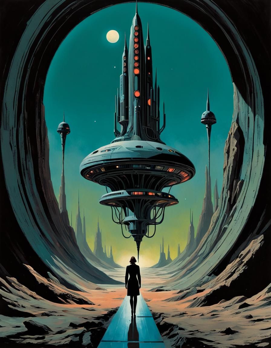 Surreal Sci-Fi Book Art in Vintage Style