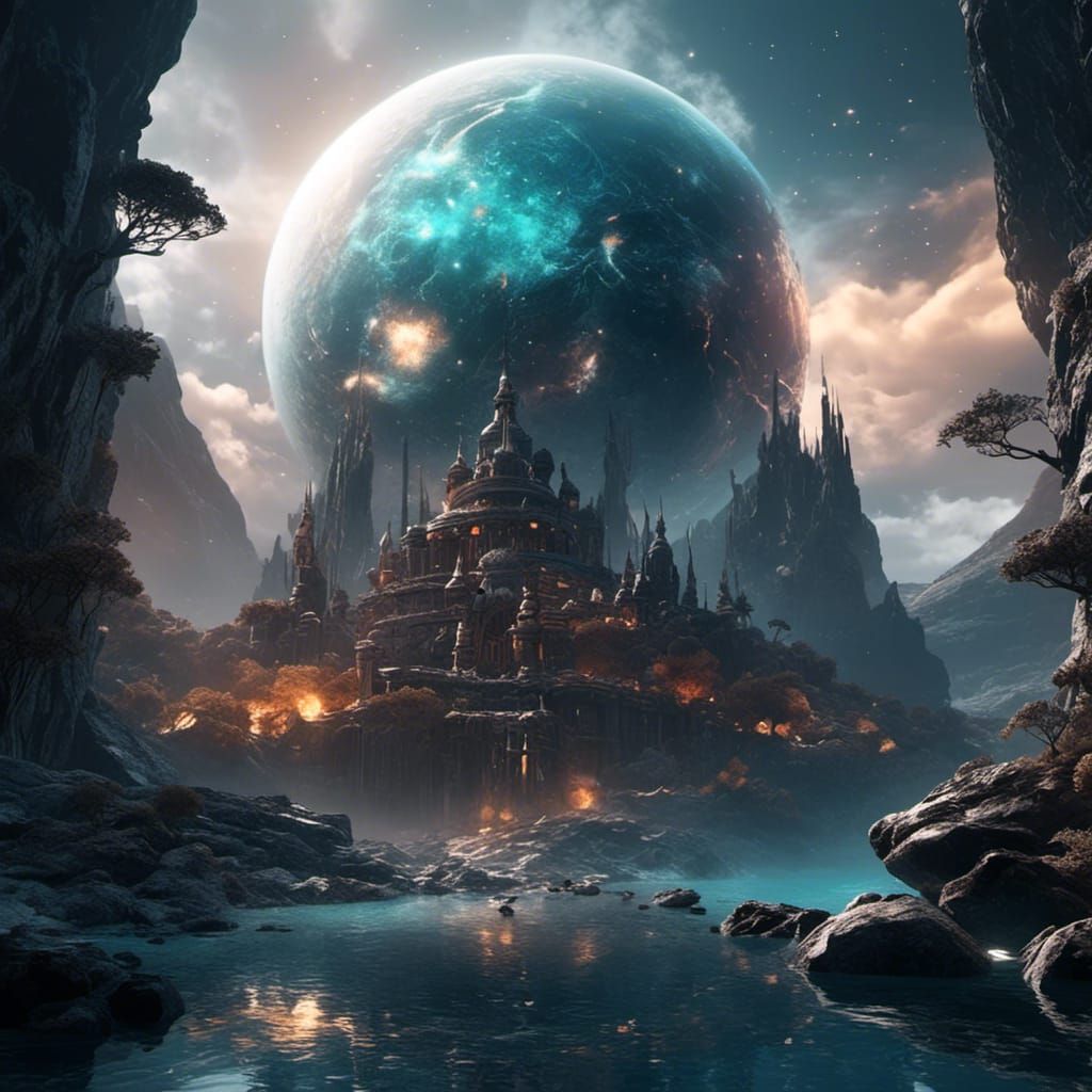 Dark Moody Watercolor Art in 3D Cinematic Style