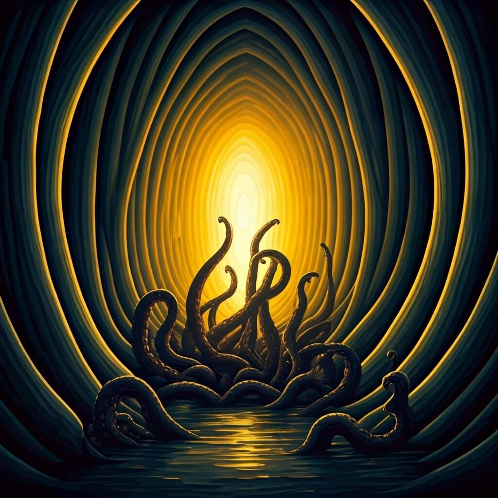 Sinister Tentacled Horror Emerges in Watercolor