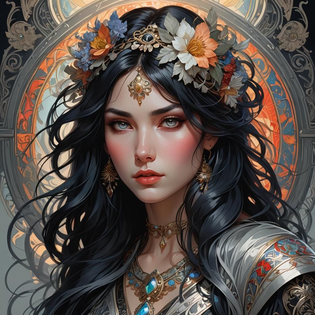 Slavic Woman Portrait in Artgerm and Rutkowski Style