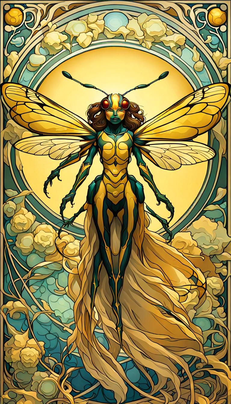 Wasp Fairy in Art Nouveau Style