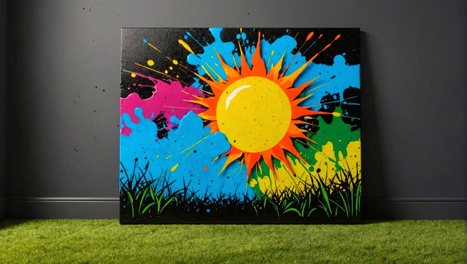 Colorful Ink Splatter Landscape Art