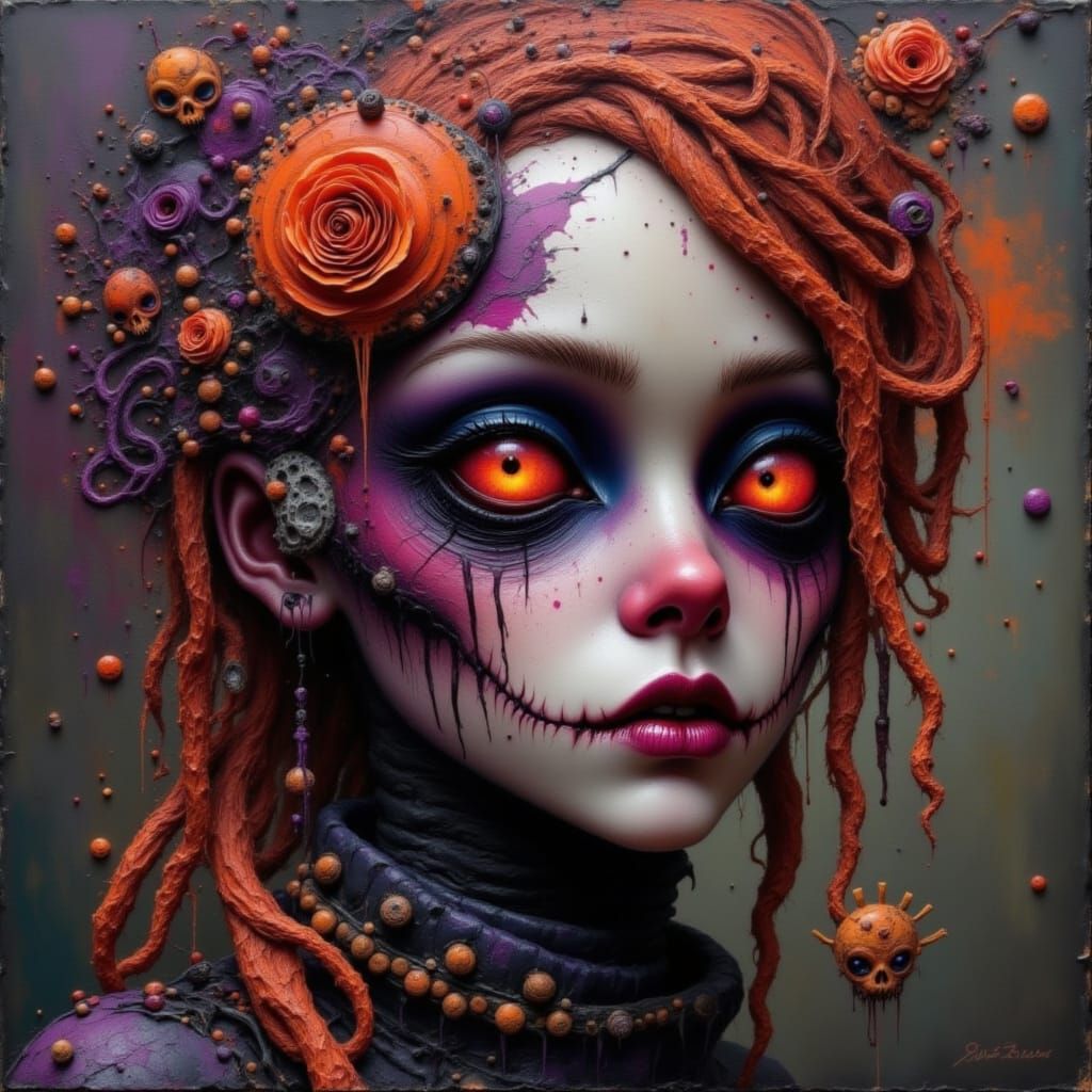 Gritty Cyberpunk Portrait in Dark Art Style with Orange and ...