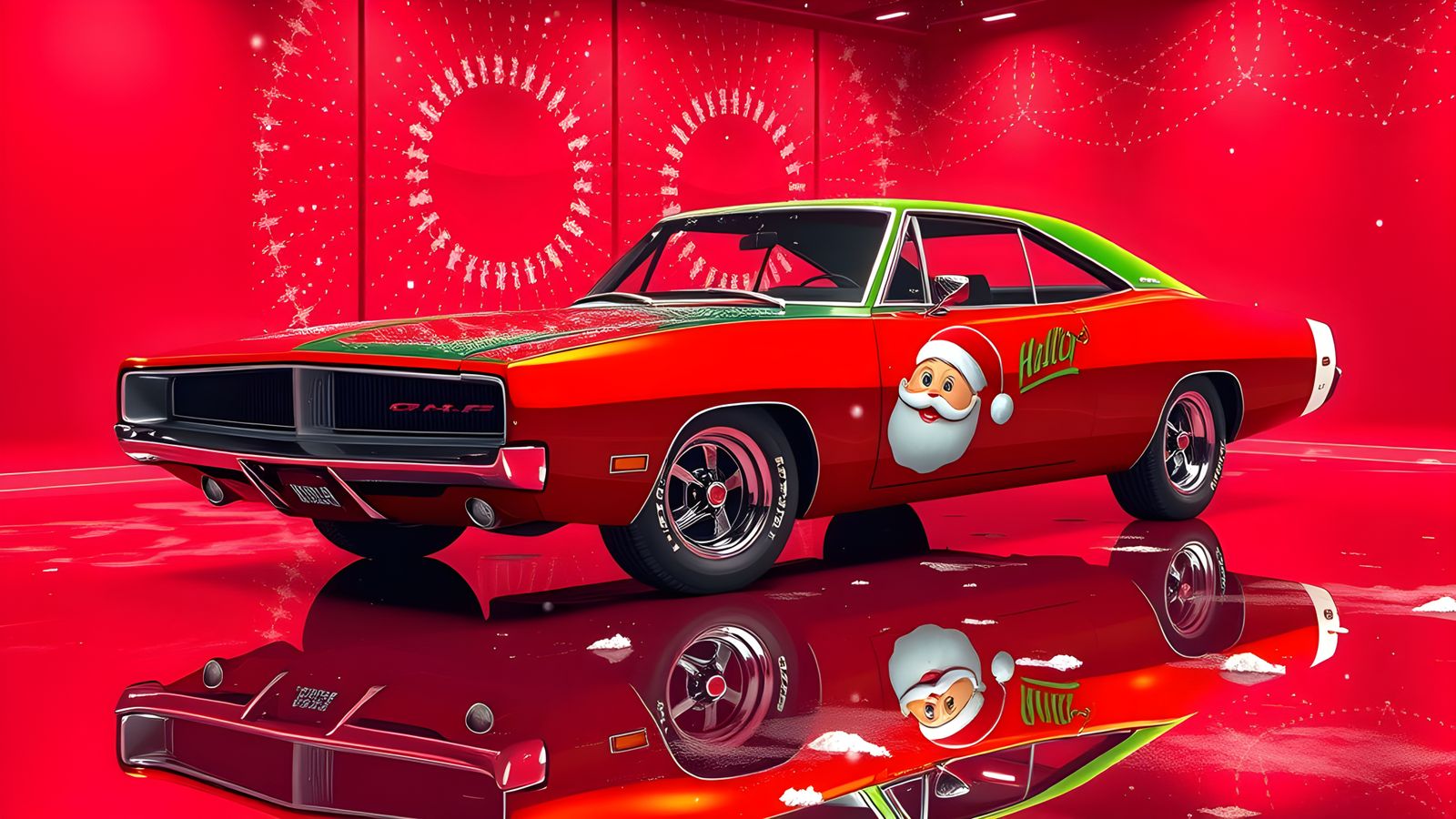 Christmas 1969 Dodge Charger in Pop Art Style
