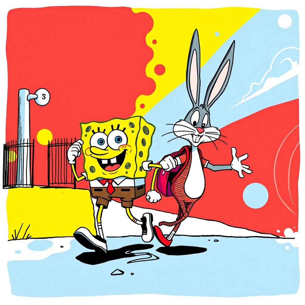 Vibrant Cartoon Characters in Pop Art Style