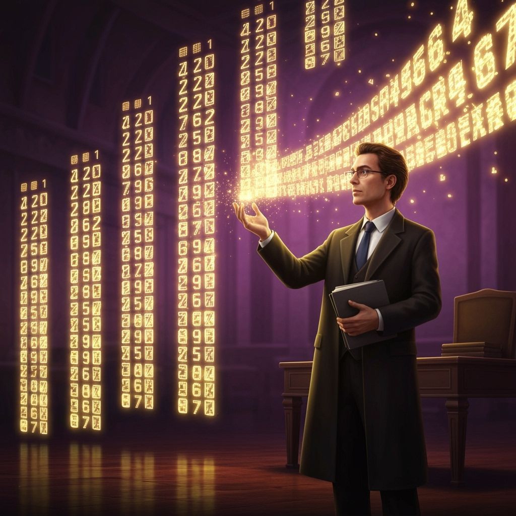 Magical Accountant Conjuring Light Numbers in Fantasy Office