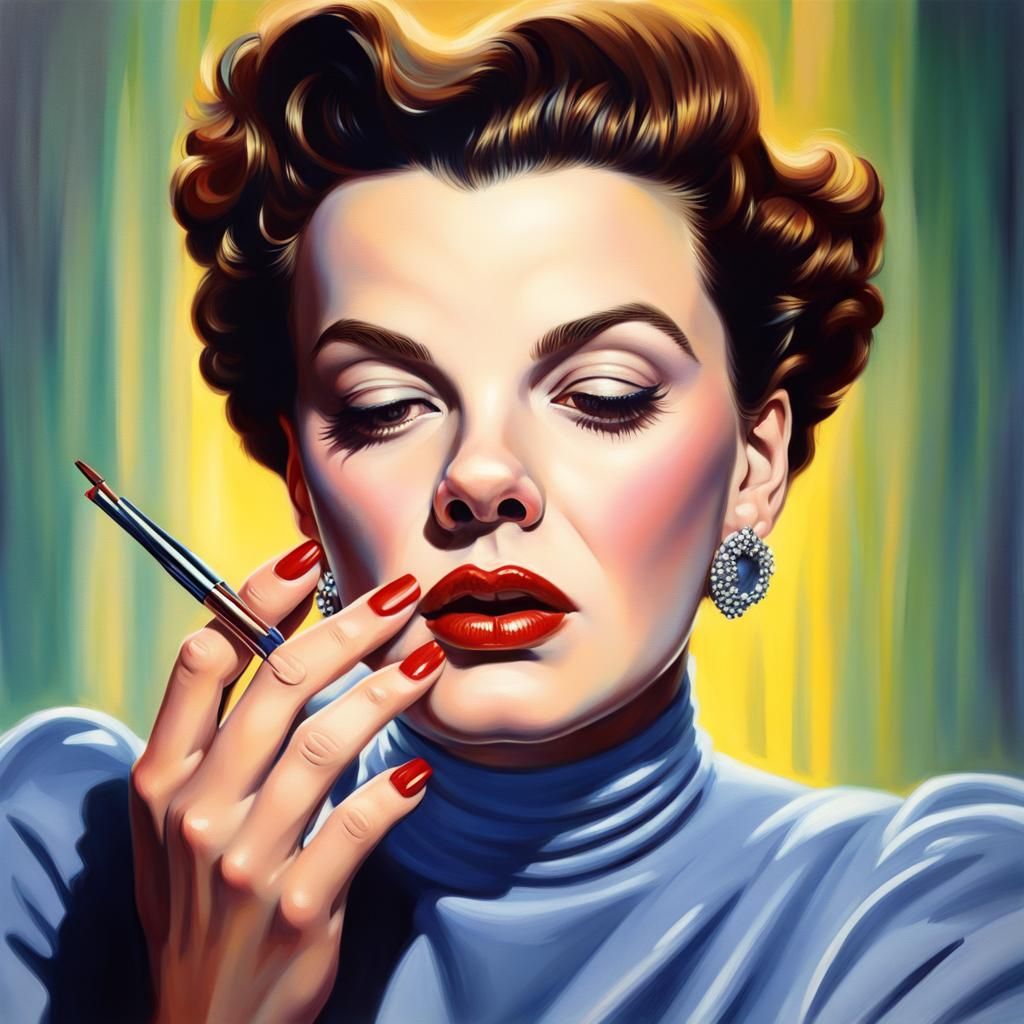 Hyperrealistic Woman Painting Nails with Splash Art