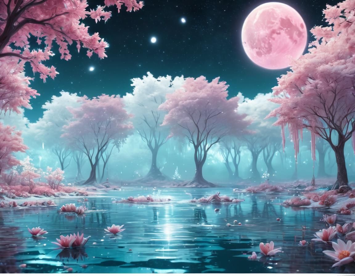 Mystical Bioluminescent Ice Garden in Pastel Colors