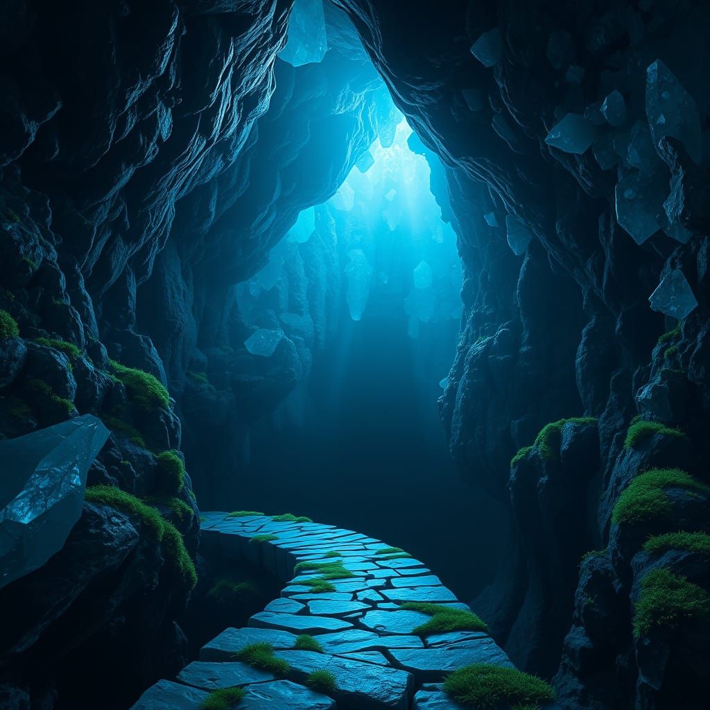 Crystal Cavern in a Futuristic Atmosphere