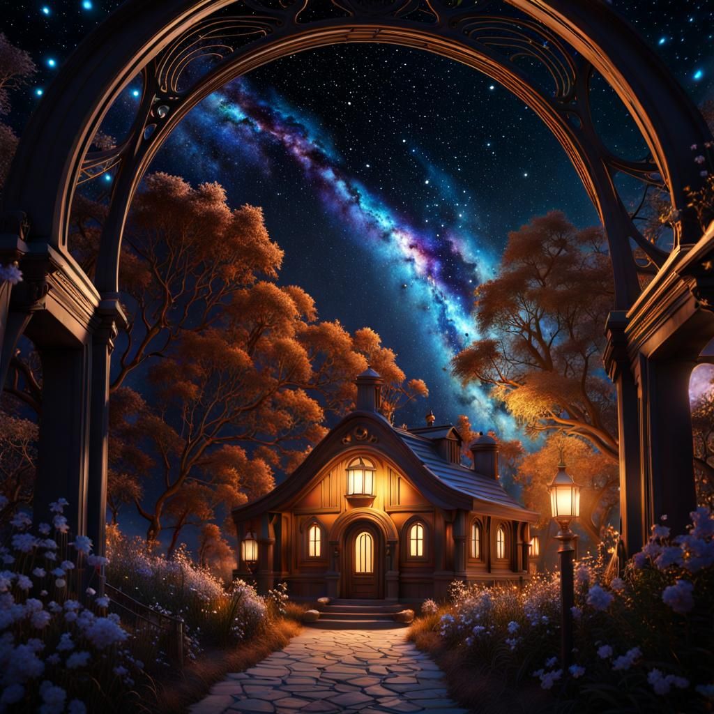 Fantastical Starry Night Galaxy in Detailed Matte Painting