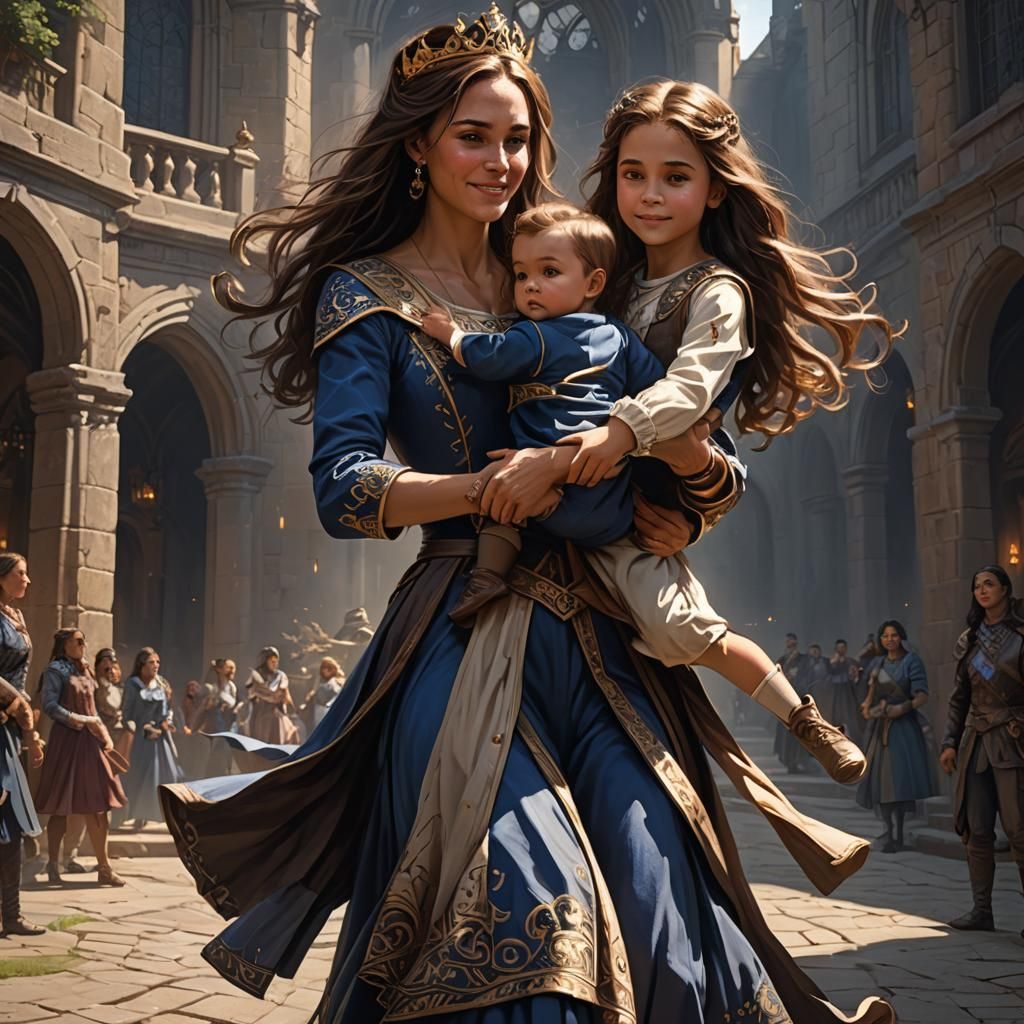Royal Mother and Child: Dark Fantasy Concept Art